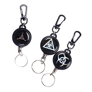 两个装易拉扣伸缩扣钥匙夹子钓鱼防丢钢丝绳工牌胸牌门禁卡套钥匙扣户外挂钩TAD战术标扣双面滴胶LOGO定做