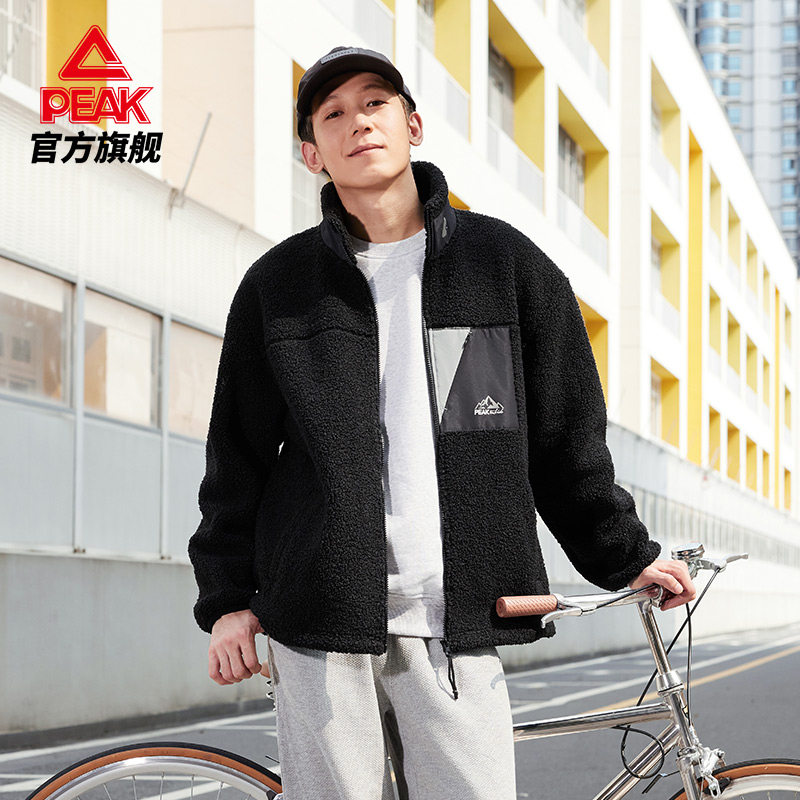 匹克羊羔绒开胸单衣男2026春季新款运动保暖男女运动宽松立领外套