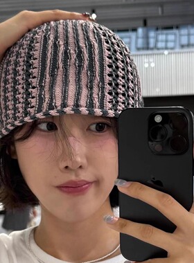 Astiissu25秋冬韩国明星同款时髦博主套头包头帽显脸小针织冷帽
