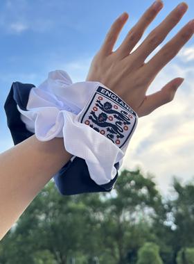 blokecore复古少女运动风球衣肥肠发圈欧洲杯ins大肠头绳球迷发圈