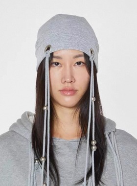 韩系ins风复古朋克辣妹休闲手工串珠绳冷帽超薄透气显脸小堆堆帽