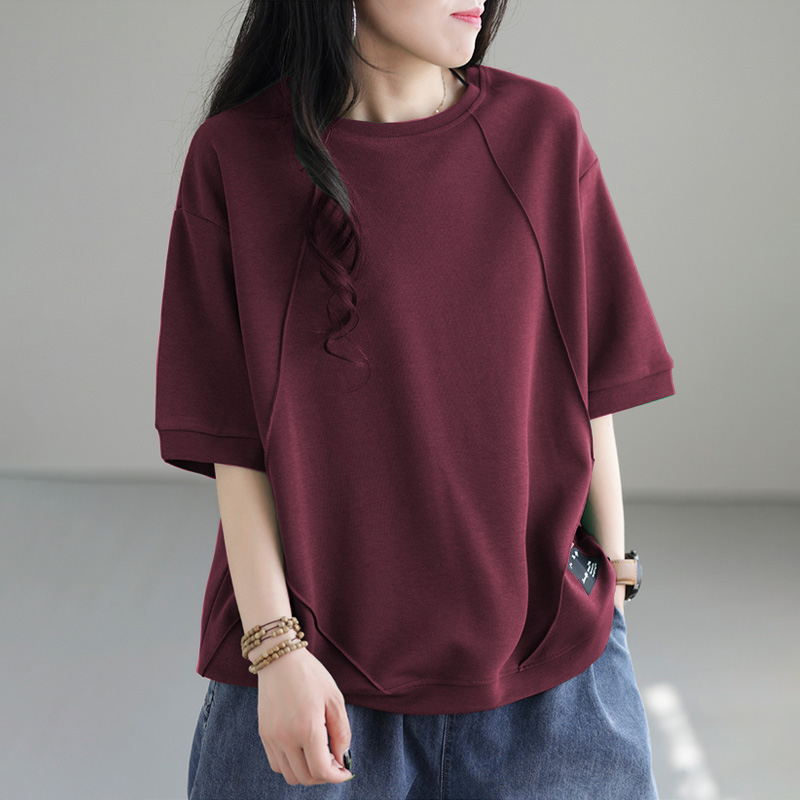 韩国夏新款宽松大尺码短袖t恤女2025简约百搭休闲 ??圆领半袖胖mm