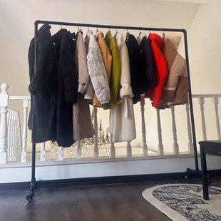 1寸镀锌钢管黑色室内家用单杠置地式晾衣架婚纱童装店礼服展示架