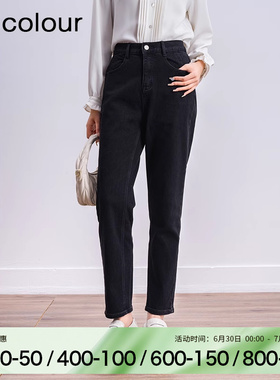 oldcolour冬季新品时尚遮肉显瘦水洗牛仔长裤女BQ491101A1-499