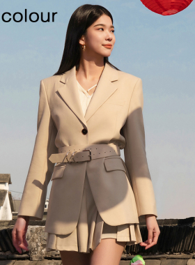 分oldcolour春百搭休闲通勤设计感小众西装外套女Q190409A1-1399