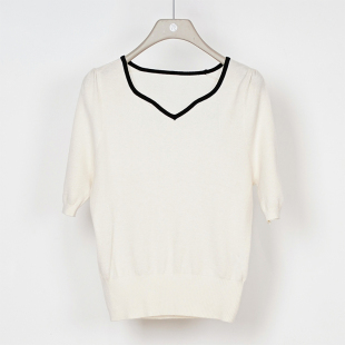 女332053382 桃心领简约气质毛织套头衫 NUTS秋季 新款