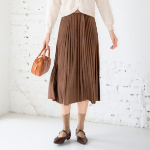 399 百褶遮胯显瘦A字垂感半身裙女4430606A1 NUTS秋冬新品 纯色时尚