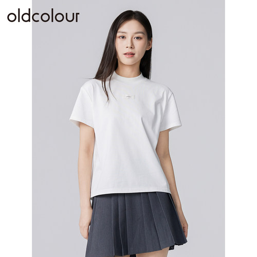 oldcolour欧珂春秋季新款时尚气质简约休闲通勤百搭纯色短袖T恤