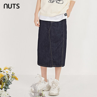 开叉水洗牛仔半裙女211065102 NUTS春季 短款 时尚 399 新品