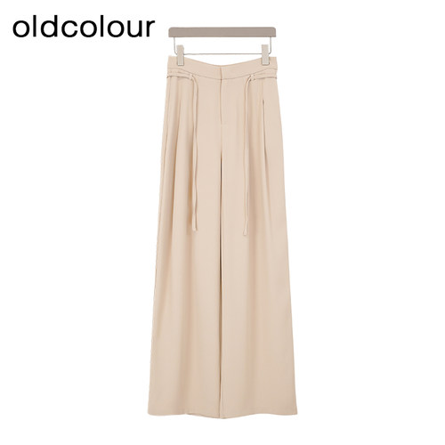 oldcolour欧珂夏季宽松休闲简约显瘦直筒纯色长裤女BR290701A1