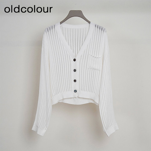 oldcolour欧珂夏季简约休闲百搭日常条纹薄款短外套女Q28053485
