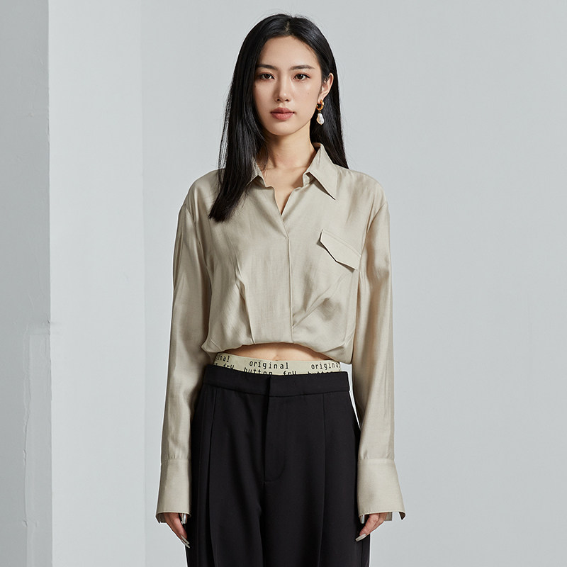 oldcolour秋季新款韩系温柔感设计感职场通勤衬衣女P320106A1-659