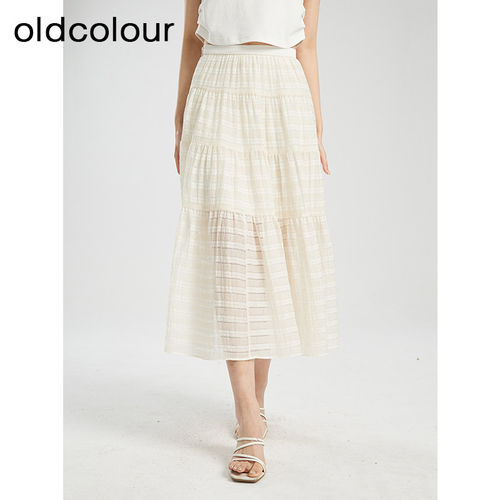oldcolour欧珂夏季新款时尚拼接高腰半身长裙女BR25061181