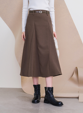 oldcolour欧珂冬季时尚新款休闲高腰A字裙长裙女P410604A1-699