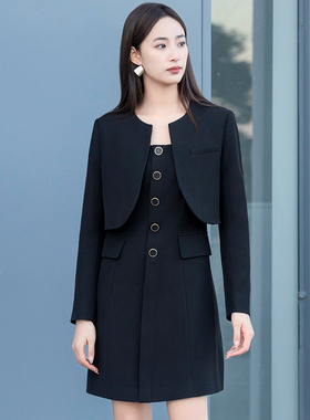 oldcolour春新品时尚黑色修身显瘦圆领气质套装女Q121012A1-1299