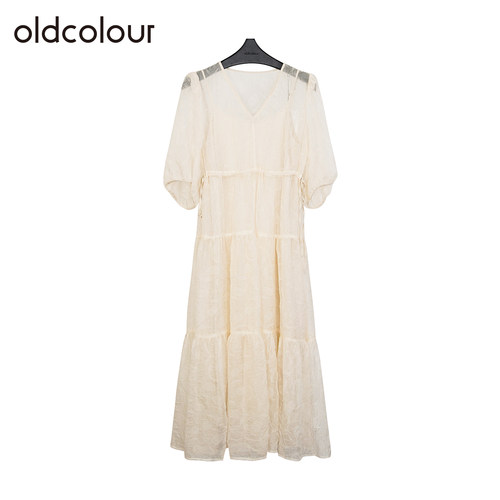 oldcolour欧珂夏显瘦休闲宽松轻薄纯色短袖连衣裙套装女Q221013A1