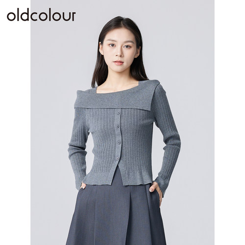 oldcolour欧珂春秋季设计感时尚气质百搭日常修身纯色毛织套头衫