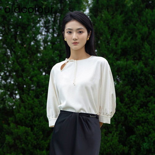oldcolour夏季新中式简约气质百搭中袖套头衬衫女Q220111A1-659