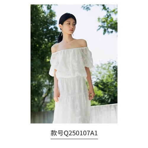 oldcolour夏季新款气质设计感小众高腰印花半身长裙女-699