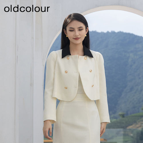 oldcolour秋季新款小香风短款外套女设计感百搭轻奢BQ340404A1