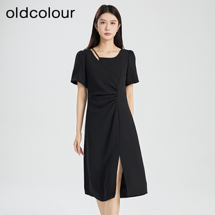 oldcolour夏季优雅气质高级感设计感短袖连衣裙女Q221001A1-859