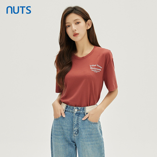 气质简约百搭休闲风纯棉短袖 时尚 T恤女331021117 新款 NUTS秋季