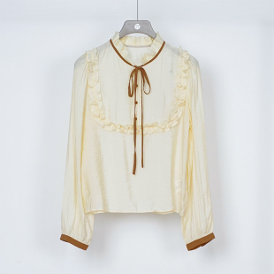 套头衫 NUTS秋季 复古蝴蝶结木耳边长袖 宽松法式 女331012271 新款