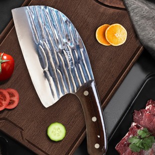 胡家刀手工锻打圆头厨房菜刀厨师切菜切肉斩切两用菜刀