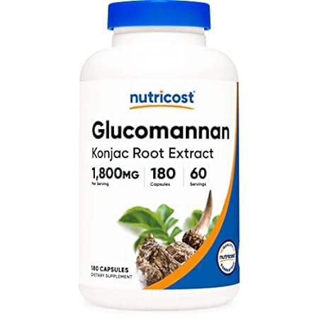Nutricost Glucomannan 1，800mg Per Serving， 180 Capsules -