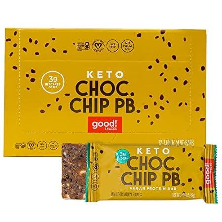 good! Snacks Keto Vegan Protein Bars， Chocolate Chip Pean