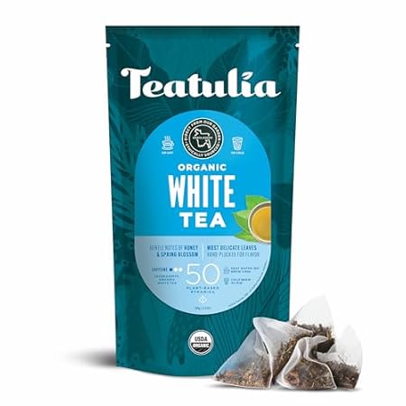 Teatulia Organic White Tea Bags (50 Pyramid Sachet Teabag