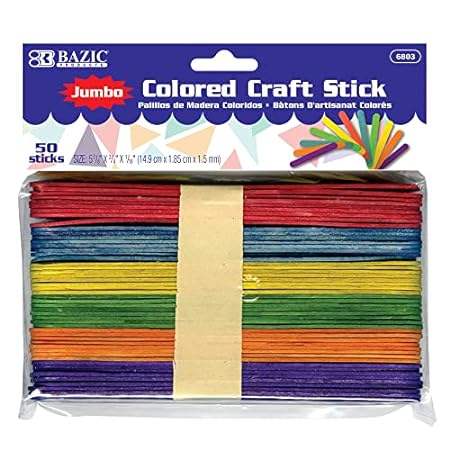 BAZIC Jumbo Craft Sticks Colored Wood， Large Size Ice Cre