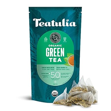 Teatulia Organic Green Tea Bags (50 Pyramid Sachet Teabag