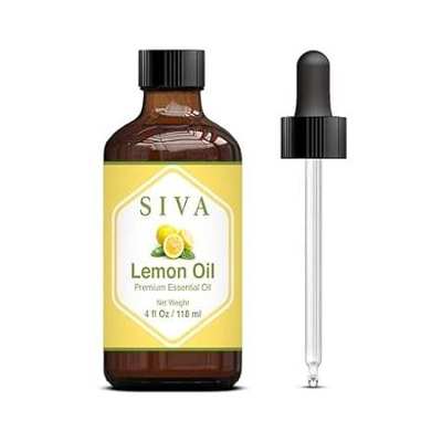 Siva Lemon Essential Oil 4 Fl Oz with Premium Glass Dropp