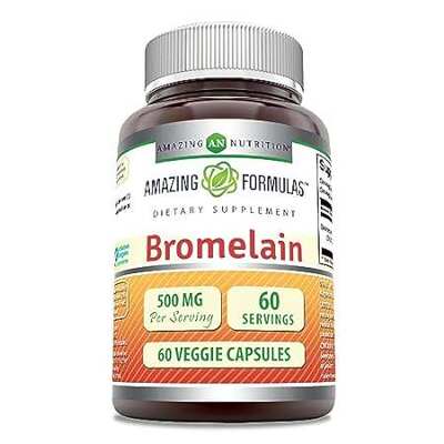 Amazing Formulas Bromelain 500mg 2400 GDU， 60 Veggie Caps