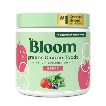 Bloom Nutrition Superfood Greens Powder， Digestive Enzyme