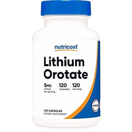 Nutricost Lithium Orotate 5mg， 120 Capsules- Veggie Caps