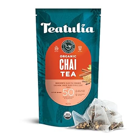 Teatulia Organic Masala Chai Tea Bags (50 Pyramid Sachet