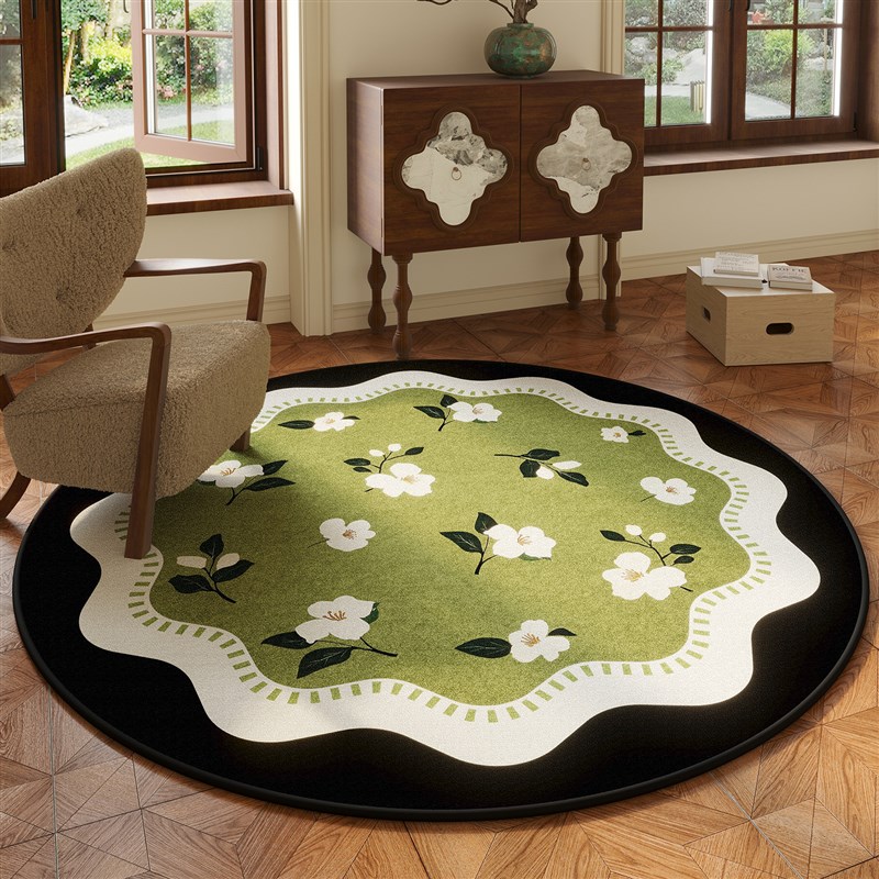 新款中古高级感圆形地毯客厅沙发茶几G毯书房转椅垫摇椅垫卧室床