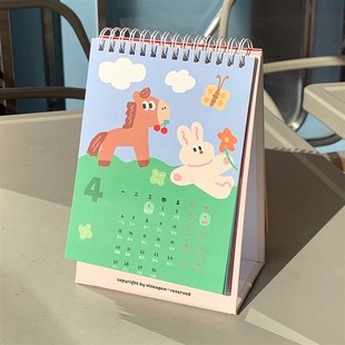 新款2026马年台历卡通y可爱ins风日历桌面摆件可书写涂鸦风