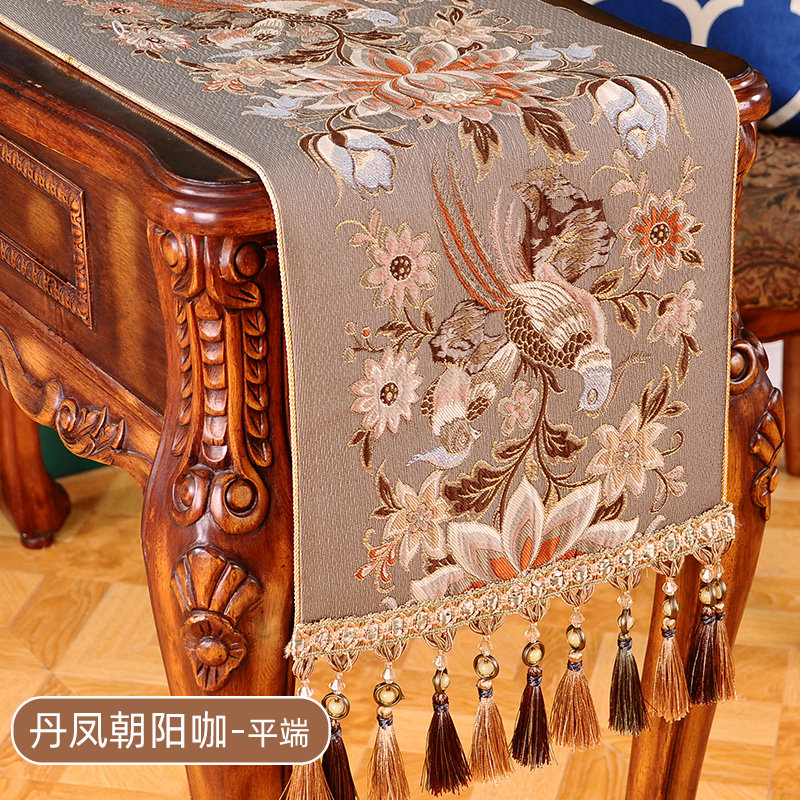 新款欧式布艺桌旗现代简约餐桌z垫桌布茶几桌巾美式电视柜奢华刺