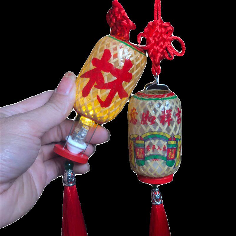 人气潮汕州传统竹编油纸迷你汽车载小灯笼挂O饰神佛龛姓氏创意网