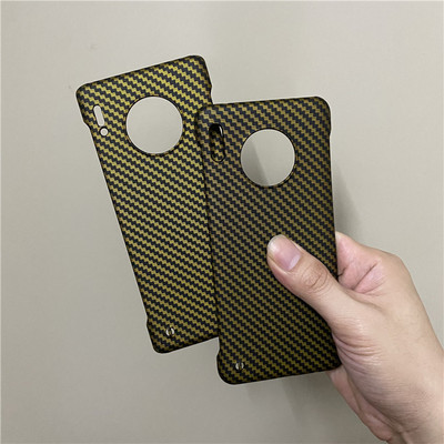 适用华为mate30凯夫拉同款手机壳新款水贴工艺金碳纤维纹Mate30Pro防摔保护套个性创意超薄无边框硬壳潮牌男