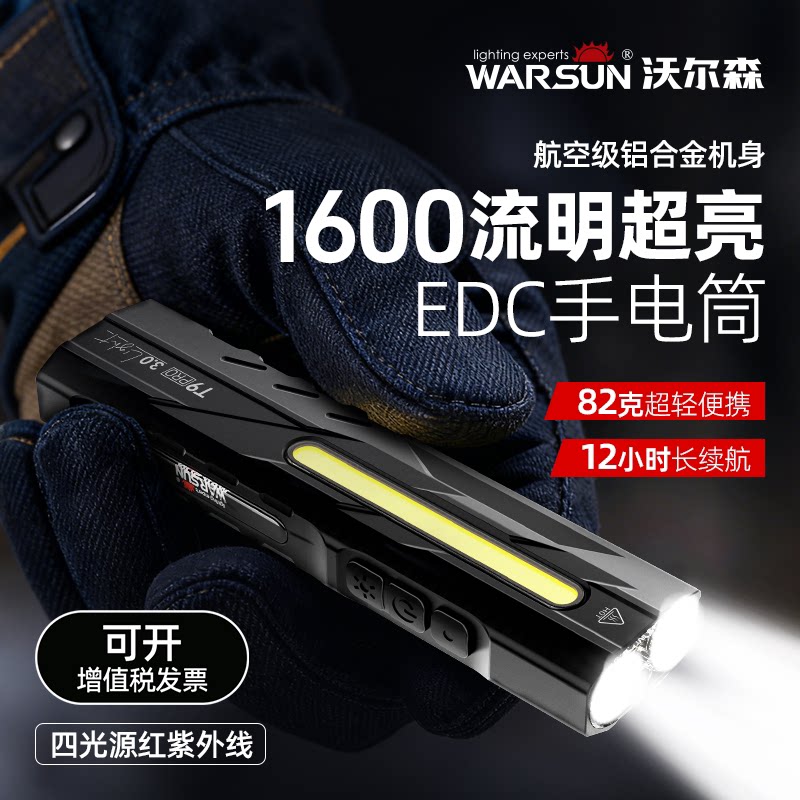 沃尔森T9pro手电筒强光充电便携图片