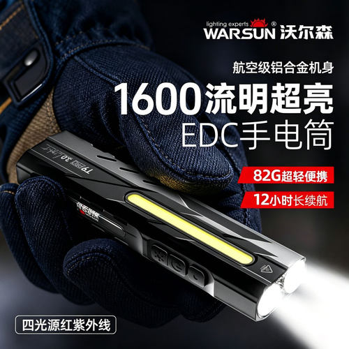 沃尔森T9pro手电筒强光充电便携