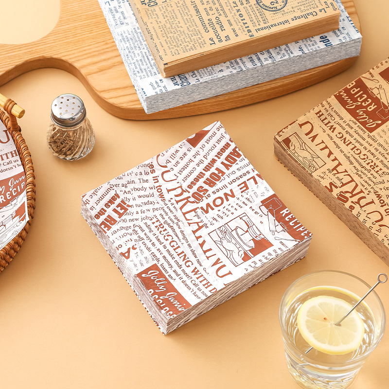 复古英文设计食品级吸油纸防油纸