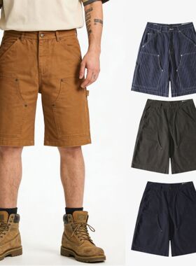 OKONKWO B01伐木工人裤阿美咔叽WABASH条纹工装短裤帆布五分中裤