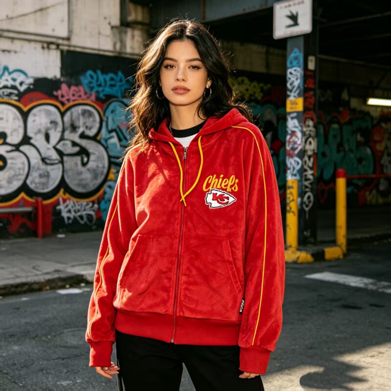 美版 女款 复古嘻哈街头hiphop金丝绒 高街美式刺绣 短款卫衣