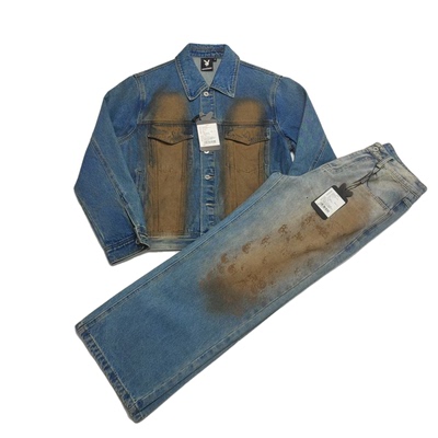 嘻哈滑板街头hiphop 复古阔版 美式水洗做旧 重磅 牛仔外套 长裤