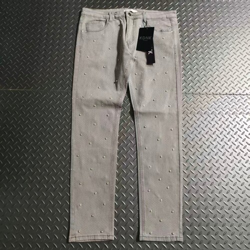 美版129刀 高街嘻哈街头hiphop水洗做旧微弹烫钻紧身skinny牛仔裤